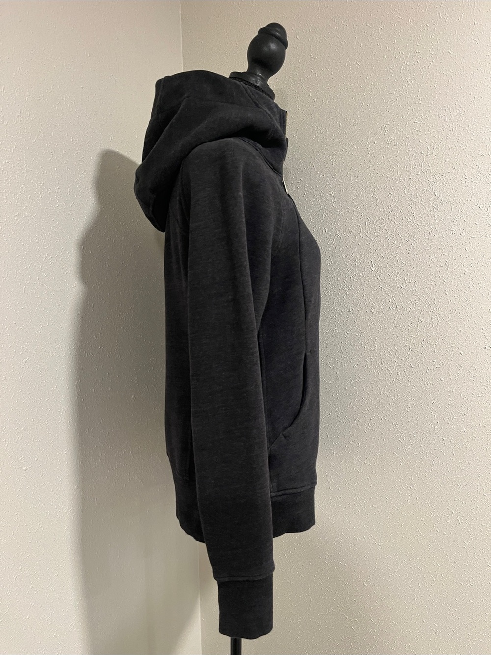 lululemon athletica Scuba Charcoal Gray Full-Zip Hoodie with Gold Zipper-Size 10 - Picture 3 of 9